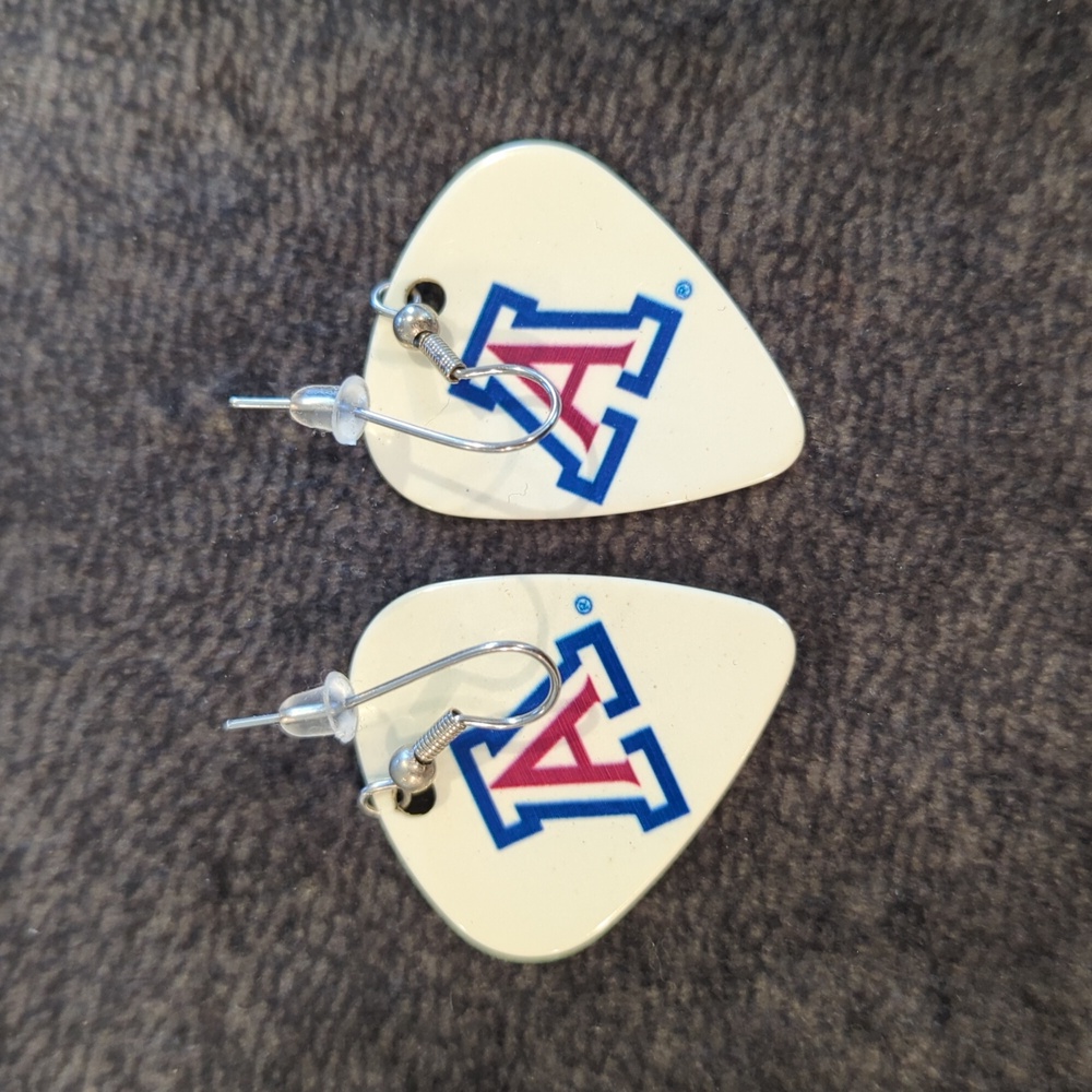 University of Arizona guitar pick earrings